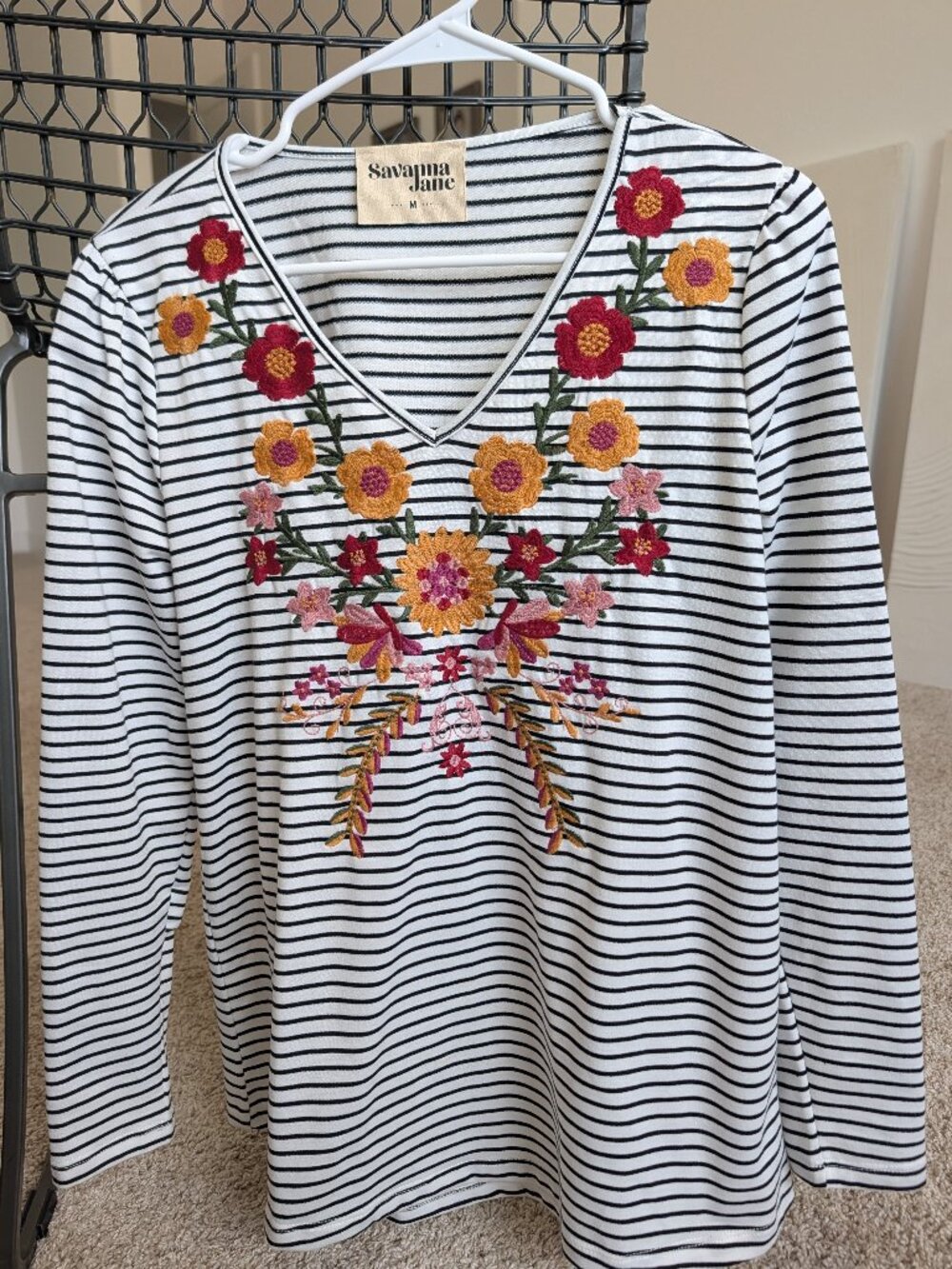 Boho style embroidered top